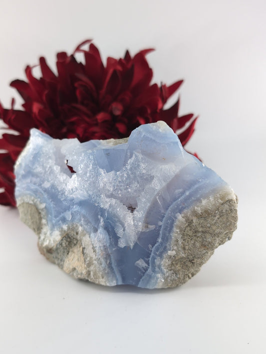 Blue Lace Agate Geode Specimen 526g - Positive Faith Hope Love