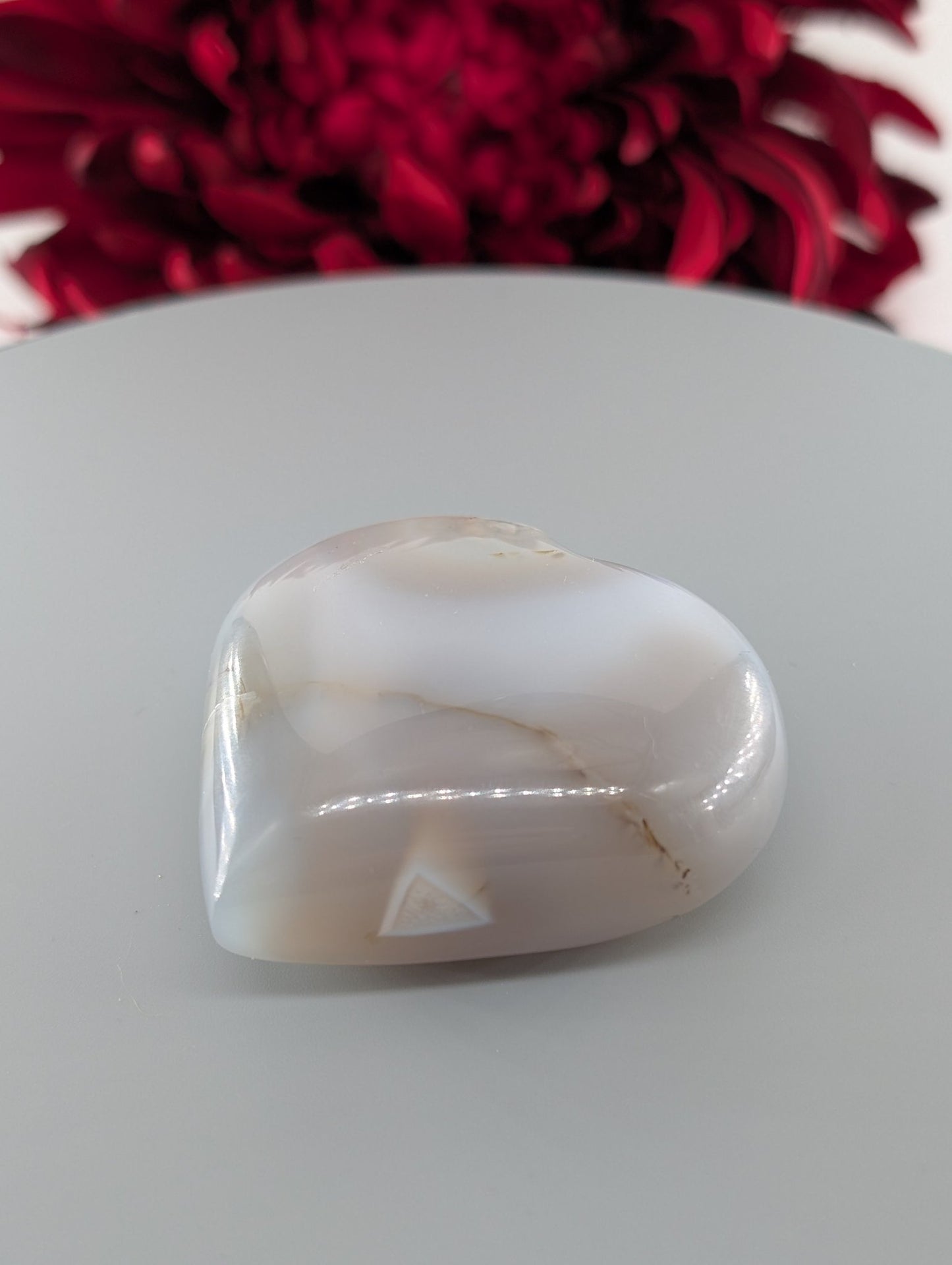 Blue Lace Agate Heart Palm Stone 55mm - Positive Faith Hope Love