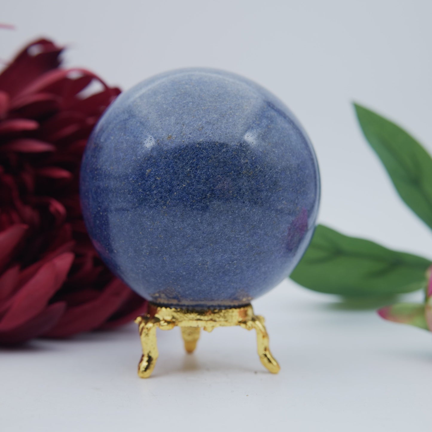 Polished Blue Lazulite Sphere 505G featuring natural patterning and unique variations - Positive Faith Hope Love