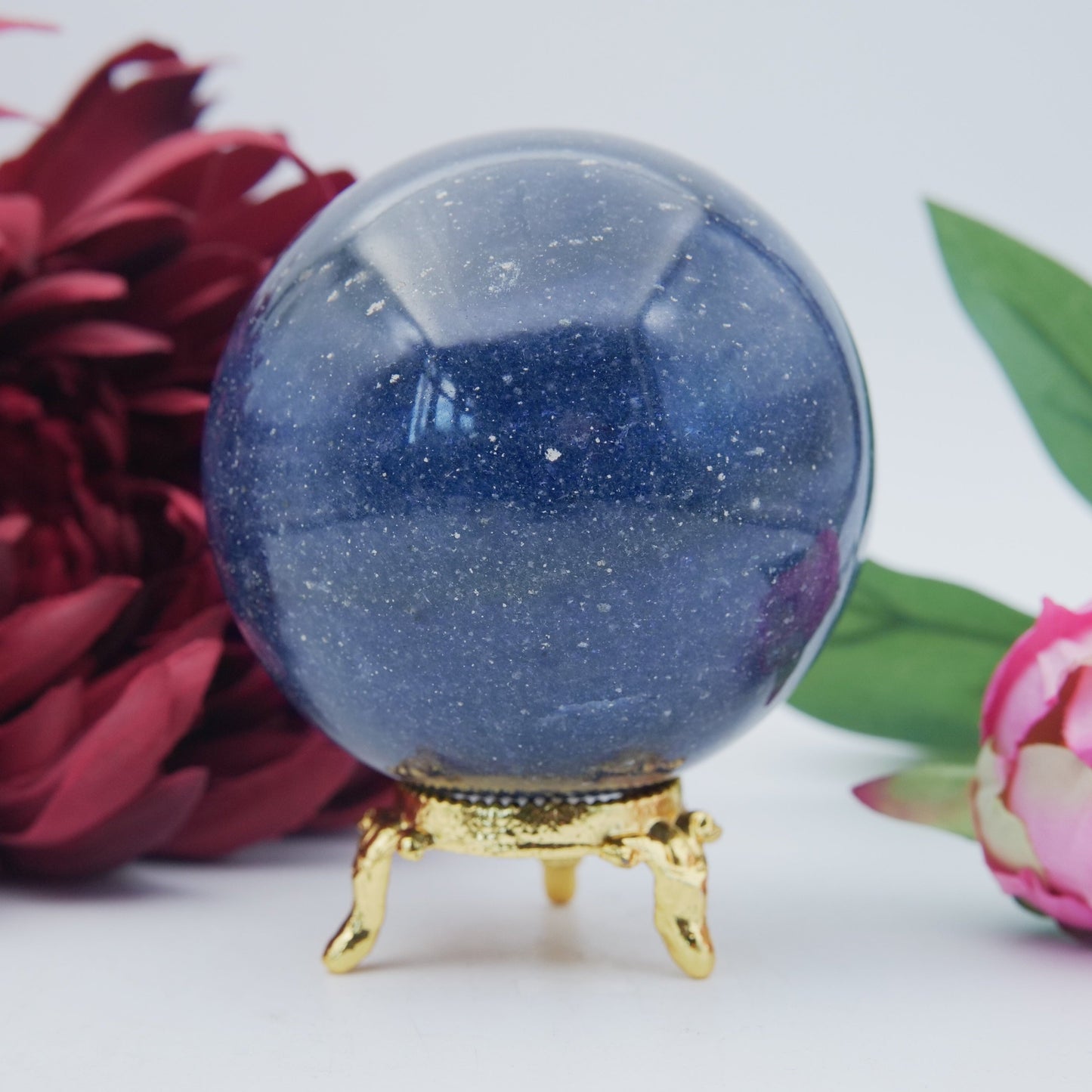 Polished Blue Lazulite Sphere 517G featuring natural patterning and unique variations - Positive Faith Hope Love