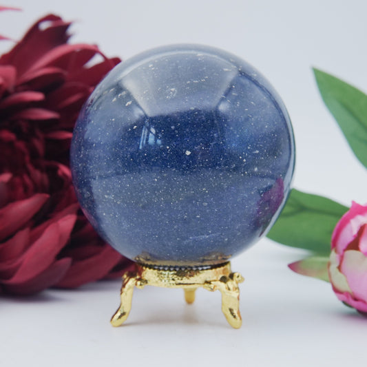 Polished Blue Lazulite Sphere - 517g featuring natural patterning and unique variations - Positive Faith Hope Love