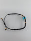 Blue Turquoise Black Micro Macrame Bracelet - Positive Faith Hope Love