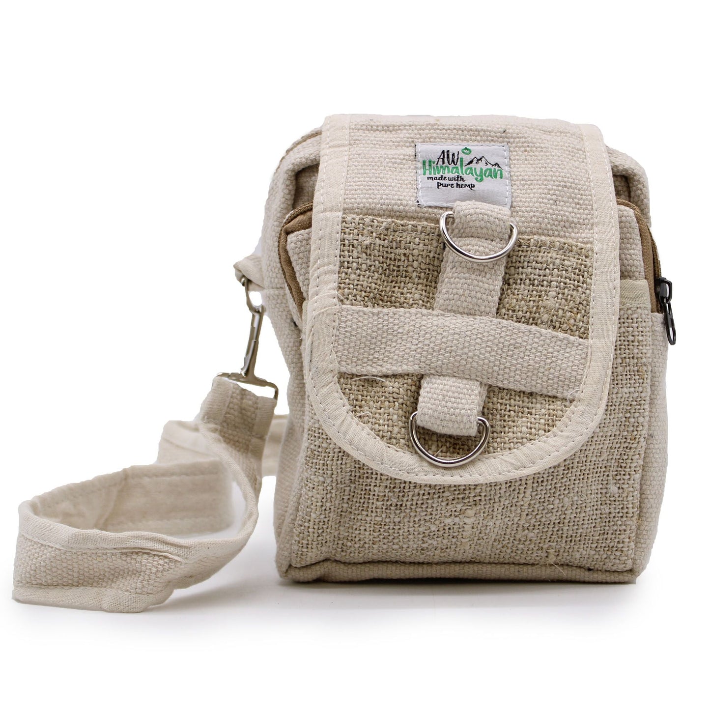Polished Body Cross Natural Hemp Cotton Travel Bag featuring natural patterning and unique variations - Positive Faith Hope Love