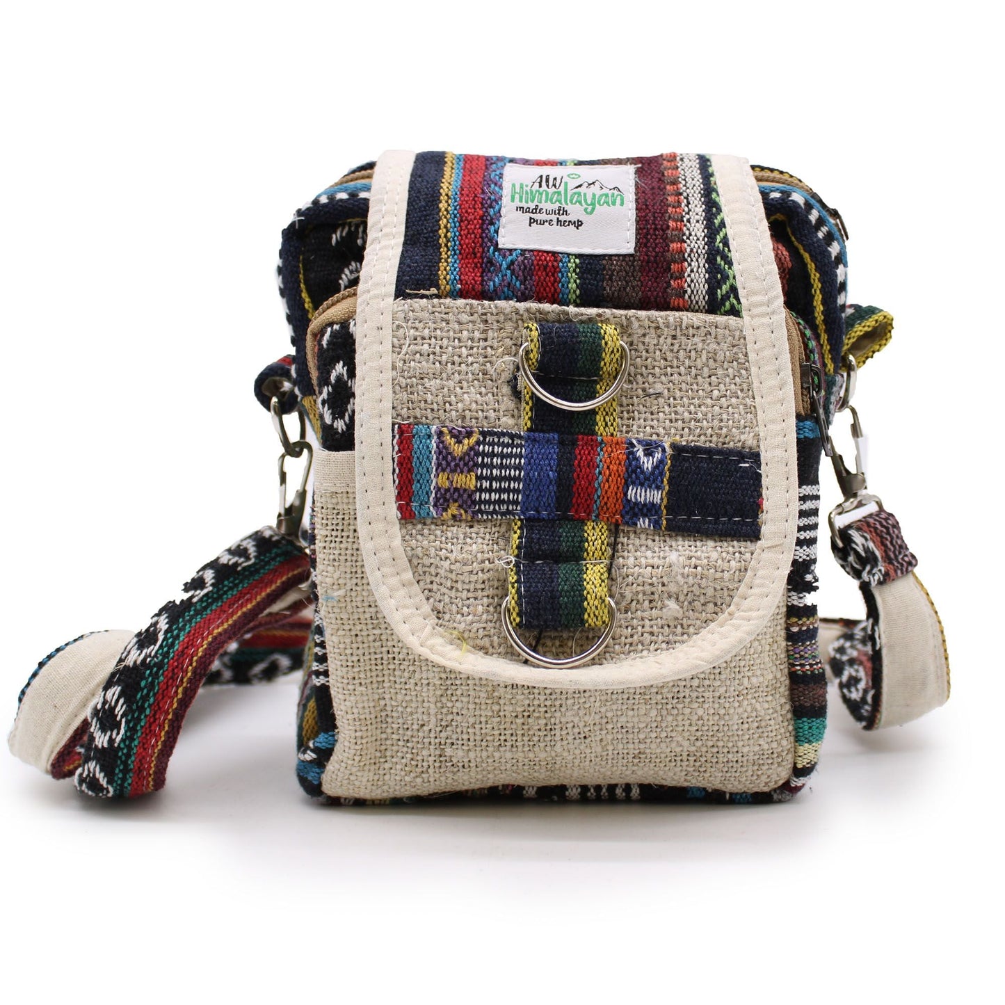 Polished Body Cross Natural Hemp Jhari Travel Bag featuring natural patterning and unique variations - Positive Faith Hope Love