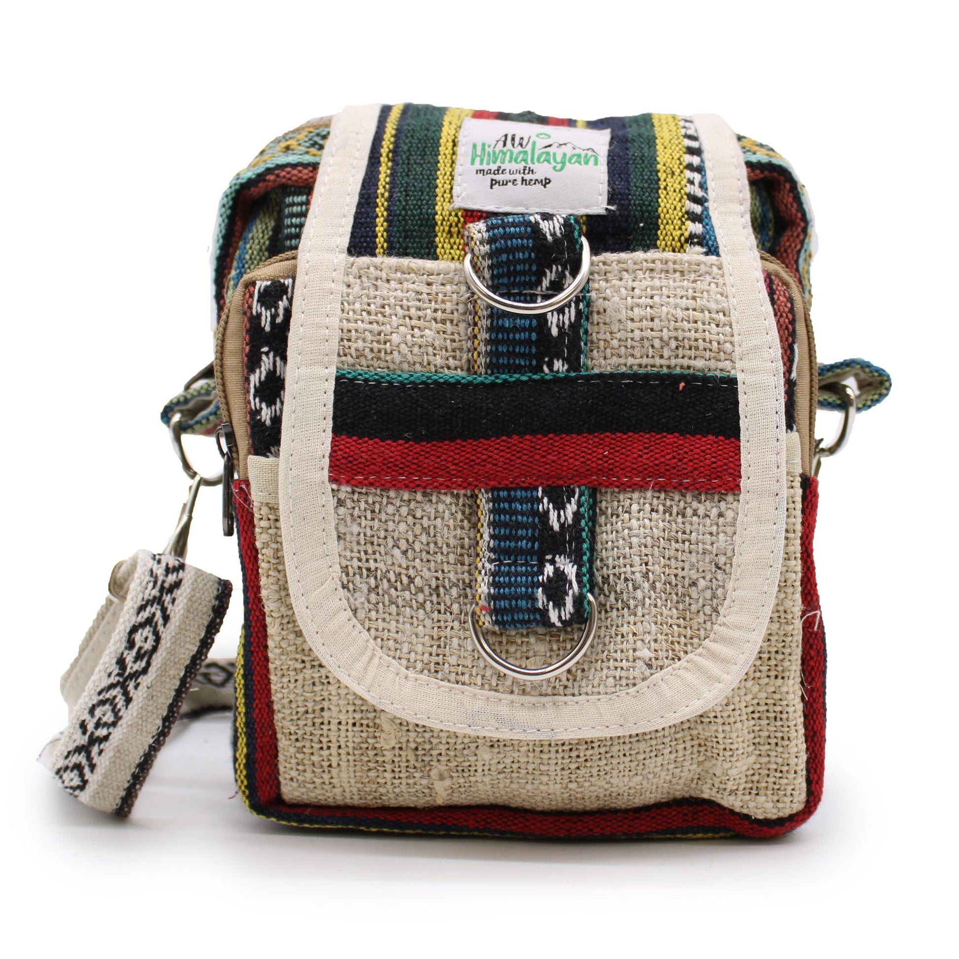 Polished Body Cross Natural Hemp Jhari Travel Bag featuring natural patterning and unique variations - Positive Faith Hope Love