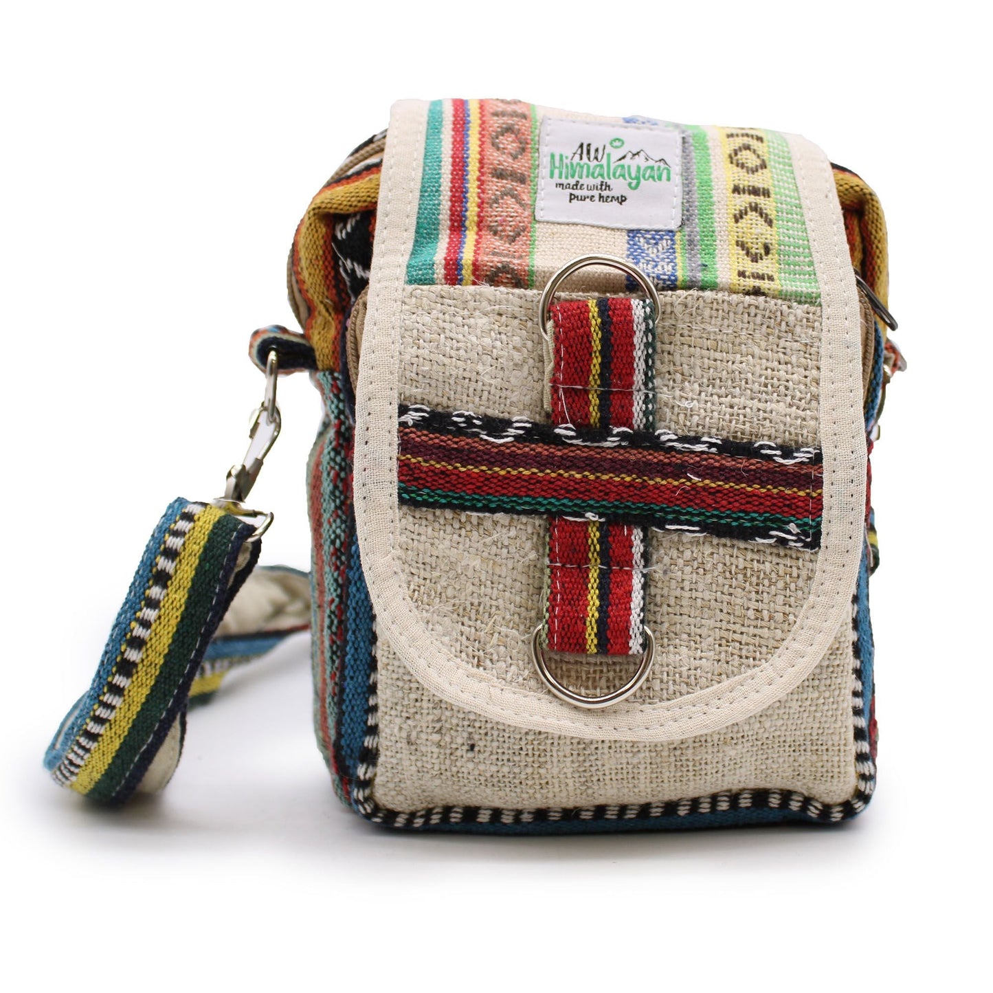 Polished Body Cross Natural Hemp Jhari Travel Bag featuring natural patterning and unique variations - Positive Faith Hope Love