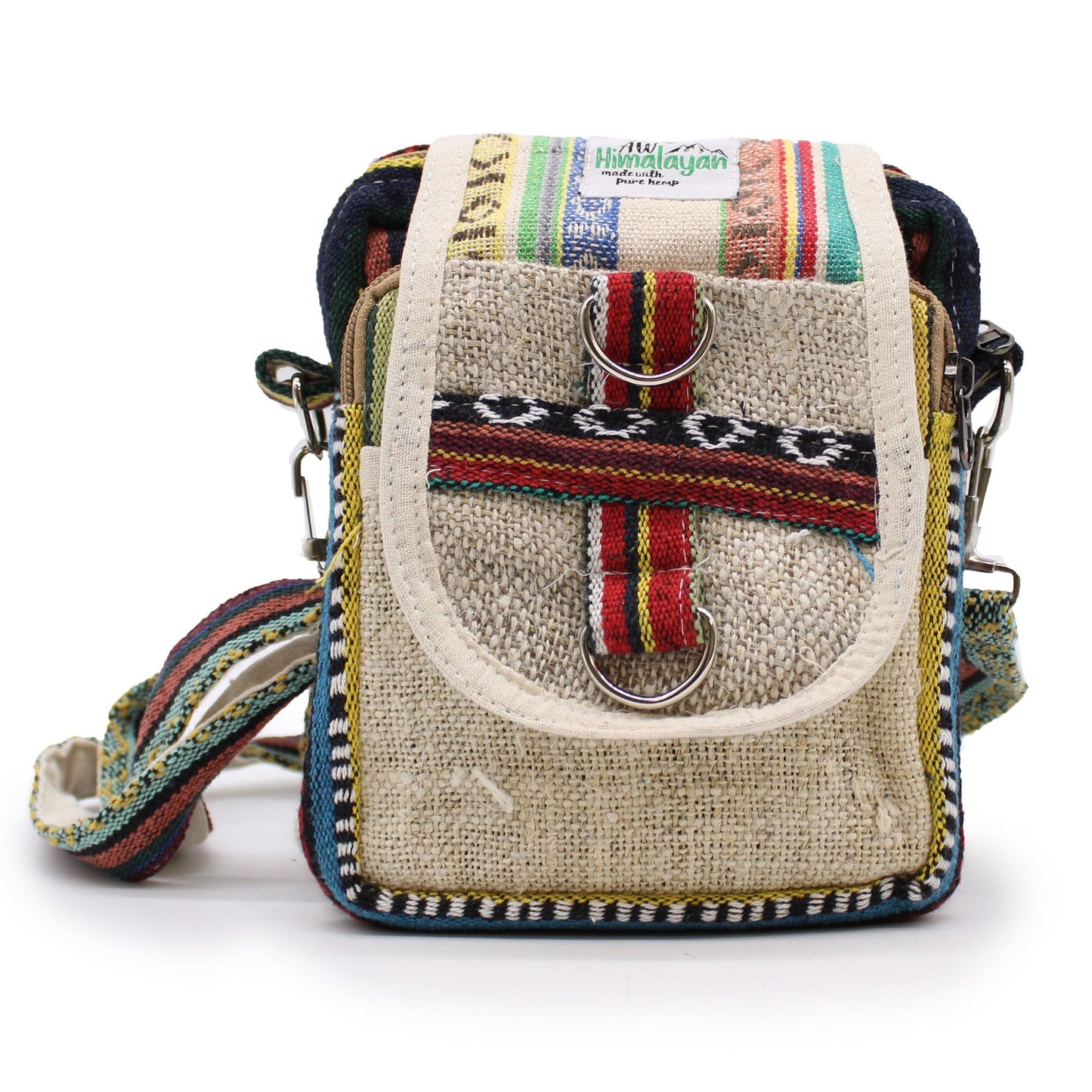 Polished Body Cross Natural Hemp Jhari Travel Bag featuring natural patterning and unique variations - Positive Faith Hope Love