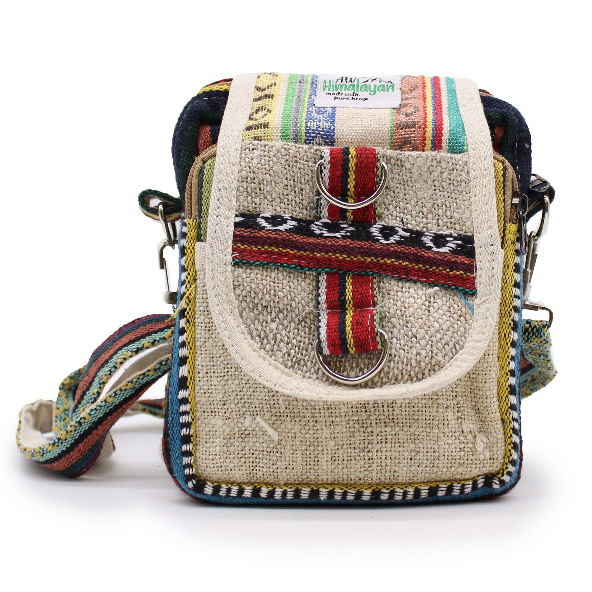 Polished Body Cross Natural Hemp Jhari Travel Bag featuring natural patterning and unique variations - Positive Faith Hope Love