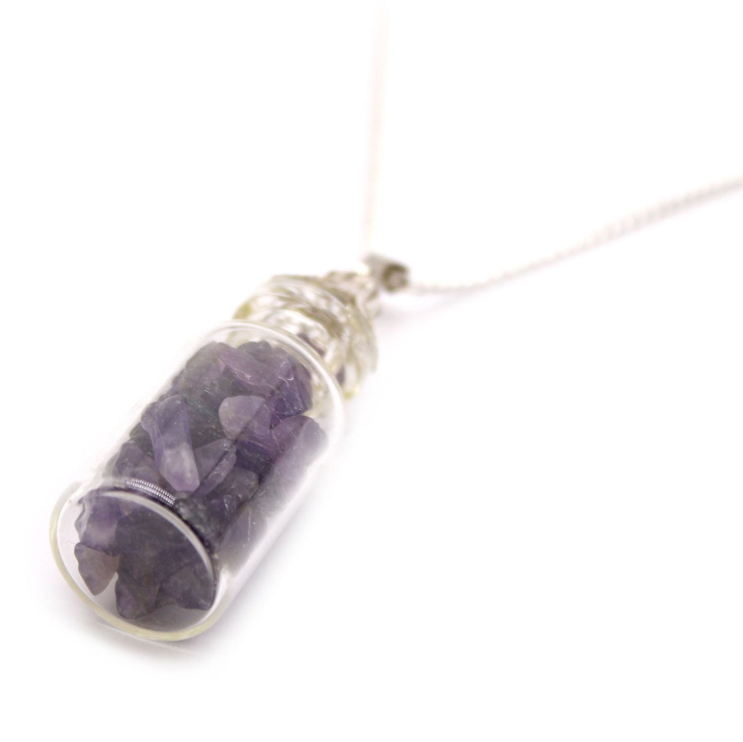 Polished Bottled Gemstones Necklace Amethyst featuring rich purple colour and natural clarity - Positive Faith Hope Love