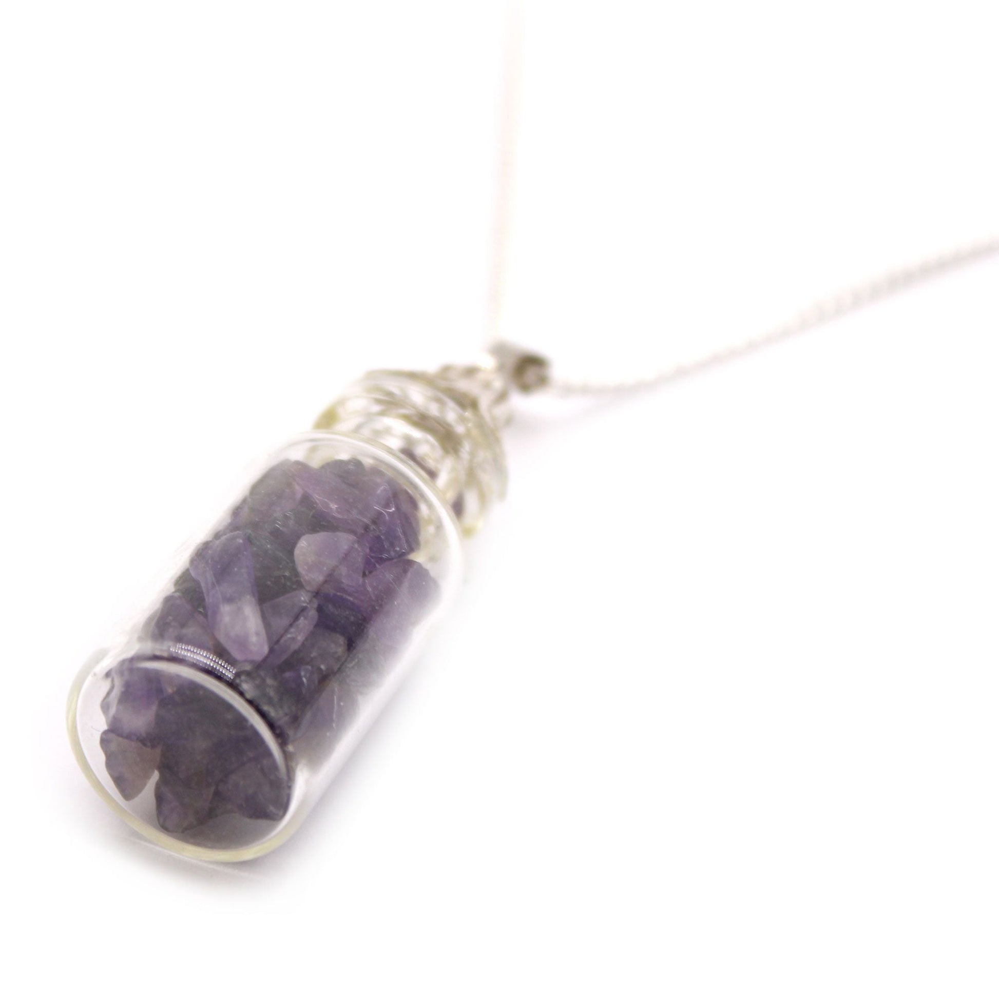 Polished Bottled Gemstones Necklace Amethyst featuring rich purple colour and natural clarity - Positive Faith Hope Love