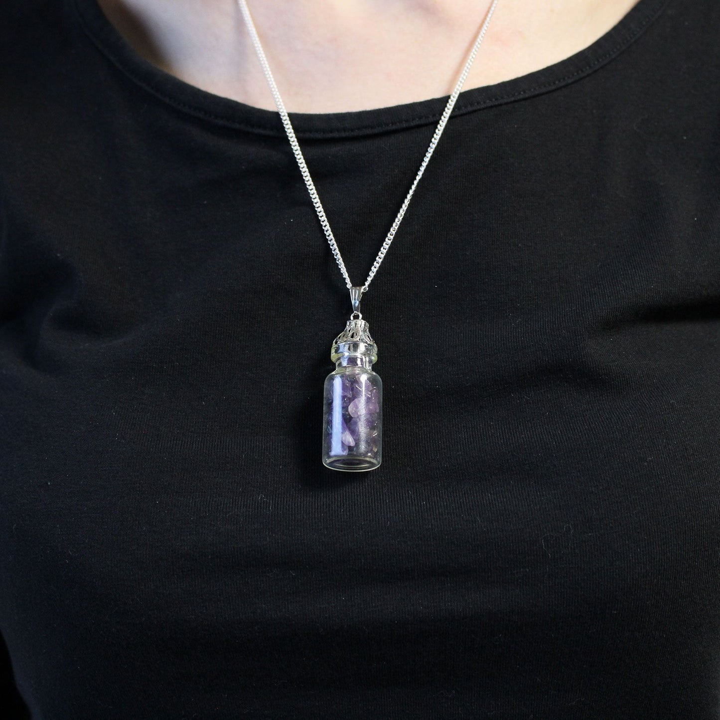 Polished Bottled Gemstones Necklace Amethyst featuring rich purple colour and natural clarity - Positive Faith Hope Love