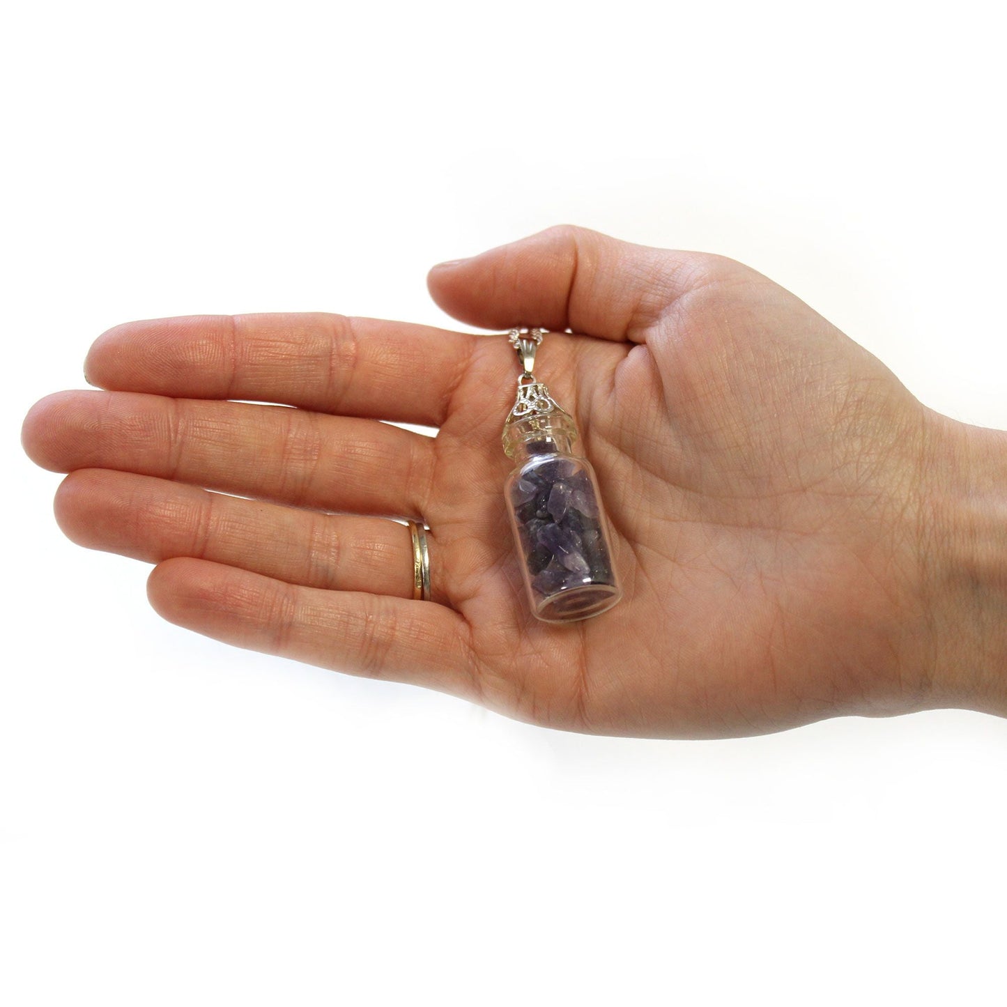 Polished Bottled Gemstones Necklace Amethyst featuring rich purple colour and natural clarity - Positive Faith Hope Love