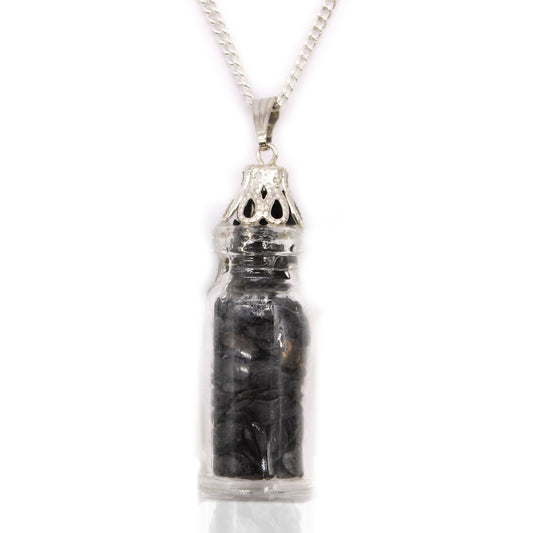 Polished Bottled Gemstones Necklace - Black Onyx featuring natural patterning and unique variations - Positive Faith Hope Love