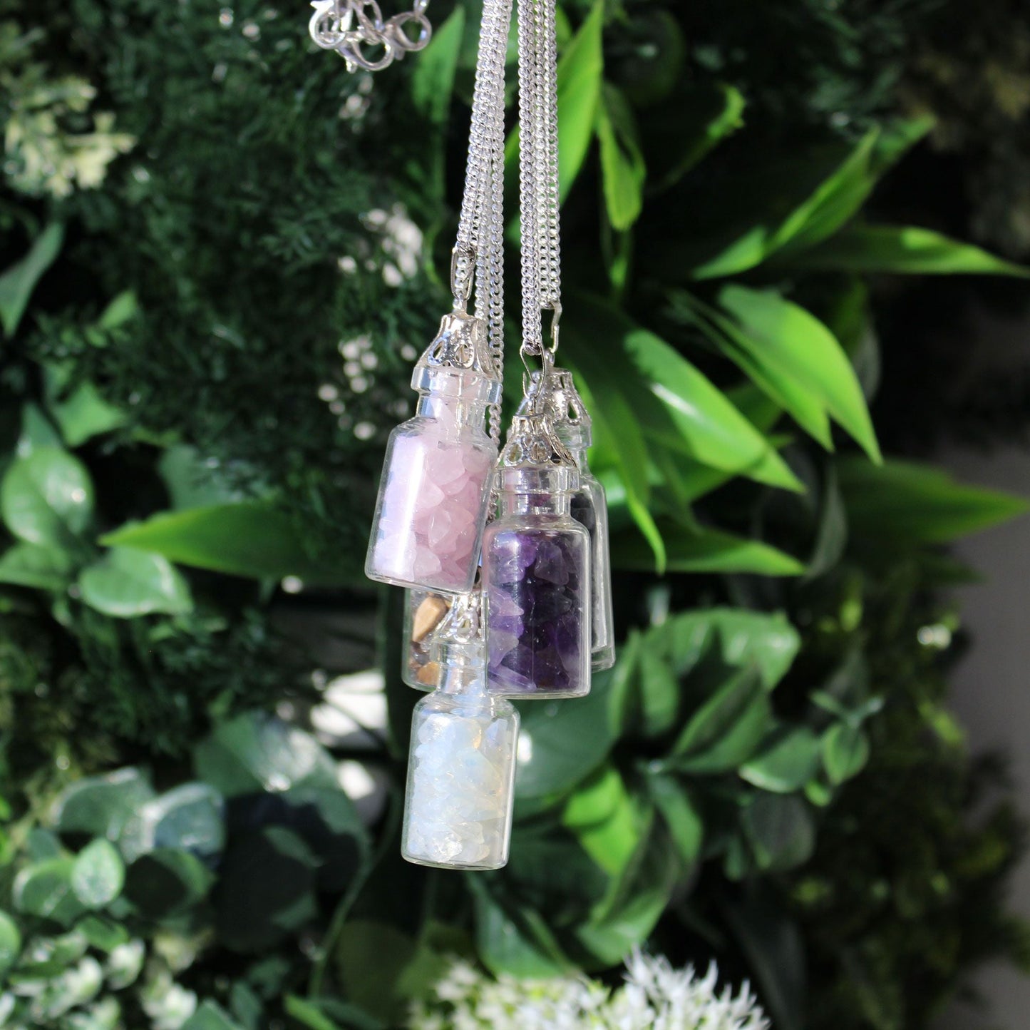 Polished Bottled Gemstones Necklace Rose Quartz featuring soft pink tone and gentle translucence - Positive Faith Hope Love
