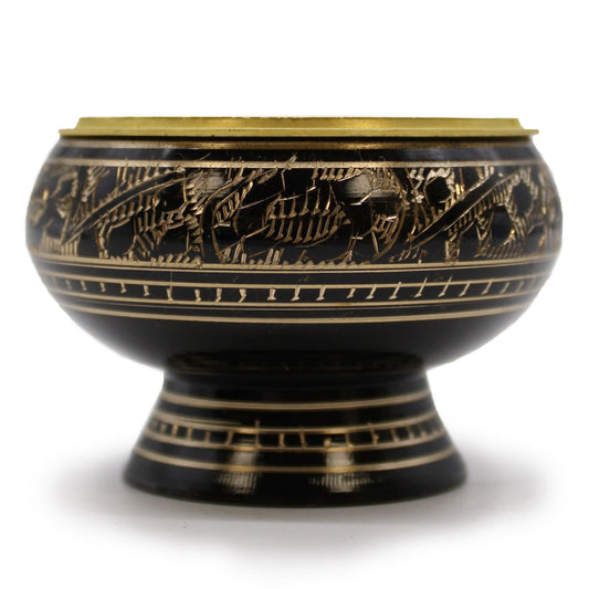 Polished Brass Charcoal Burner featuring natural patterning and unique variations - Positive Faith Hope Love