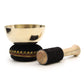 Polished Brass Singing Bowl Gift Set - 9cm featuring natural patterning and unique variations - Positive Faith Hope Love