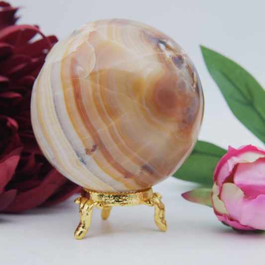 Polished Brown Aragonite 621G featuring warm brown star-like clusters - Positive Faith Hope Love