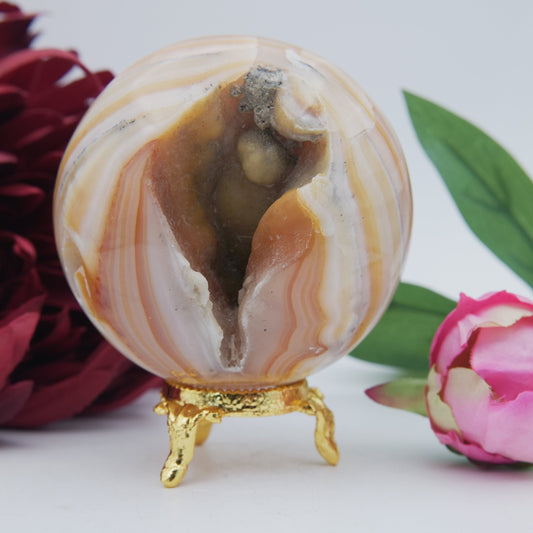 Polished Brown Aragonite 621g featuring warm brown star-like clusters - Positive Faith Hope Love