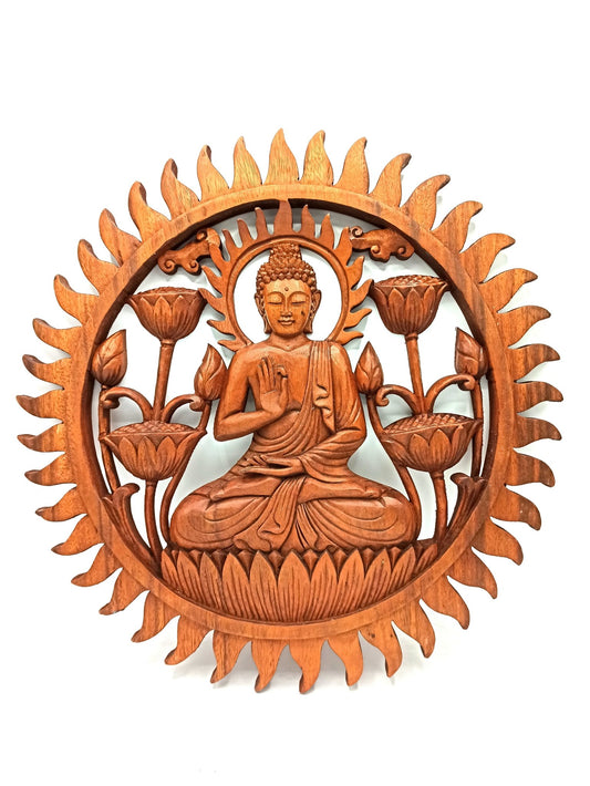 Buddha & Lotus Panel - 40cm - Positive Faith Hope Love