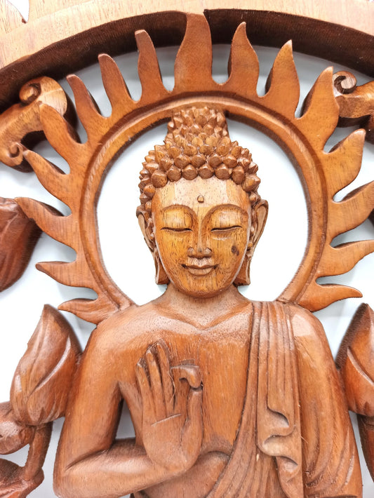 Buddha & Lotus Panel - 40cm - Positive Faith Hope Love