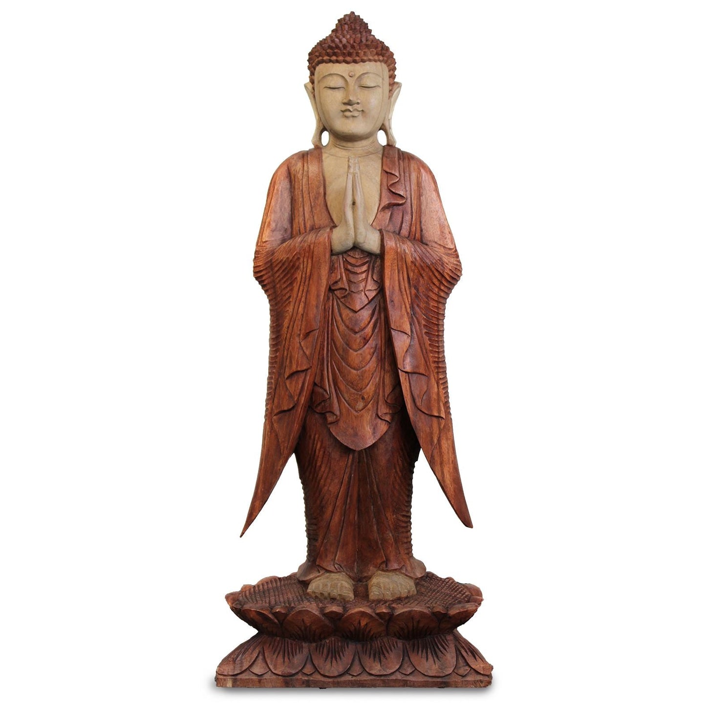 Polished Buddha Statue Standing - 1m Welcome featuring natural patterning and unique variations - Positive Faith Hope Love