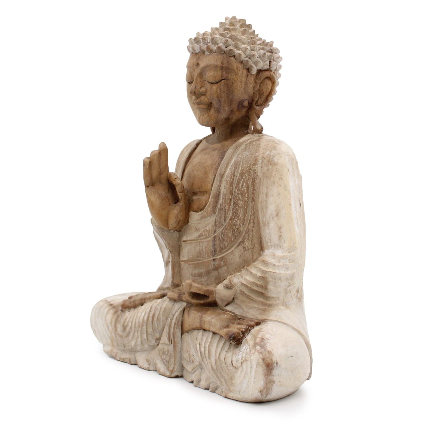Polished Buddha Statue Whitewash 30Cm Teaching Transmission featuring natural patterning and unique variations - Positive Faith Hope Love