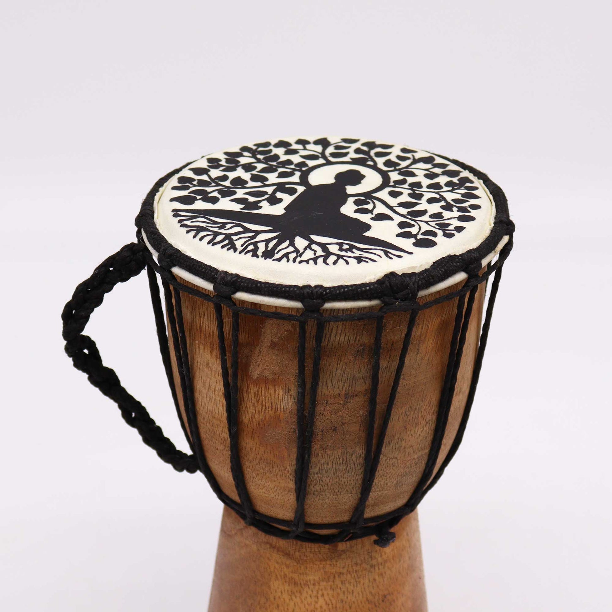 Buddha Wide Top Djembe Drum - 13cm - Positive Faith Hope Love