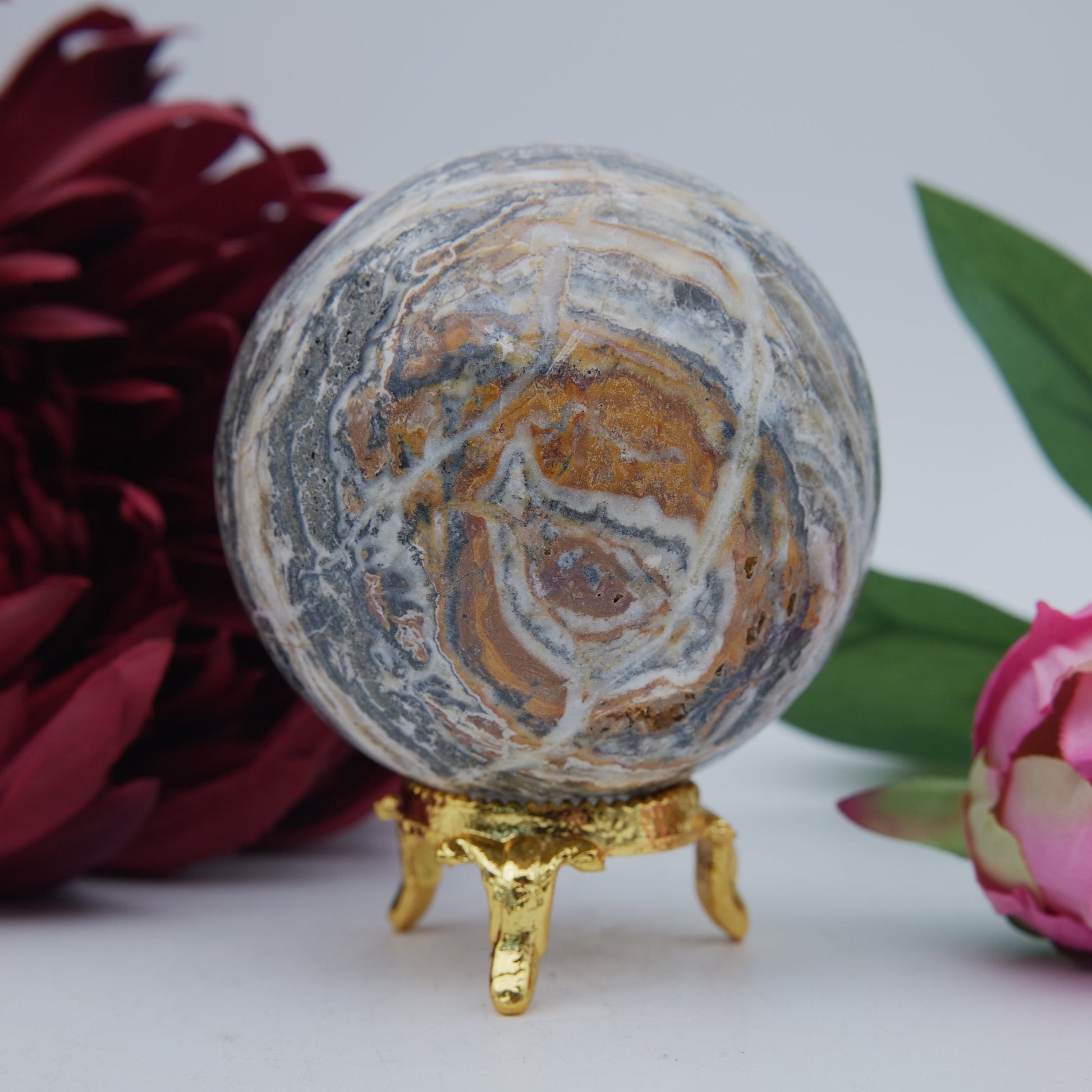 Bumblebee Calcite Sphere — 418 g (70 mm) - Positive Faith Hope Love