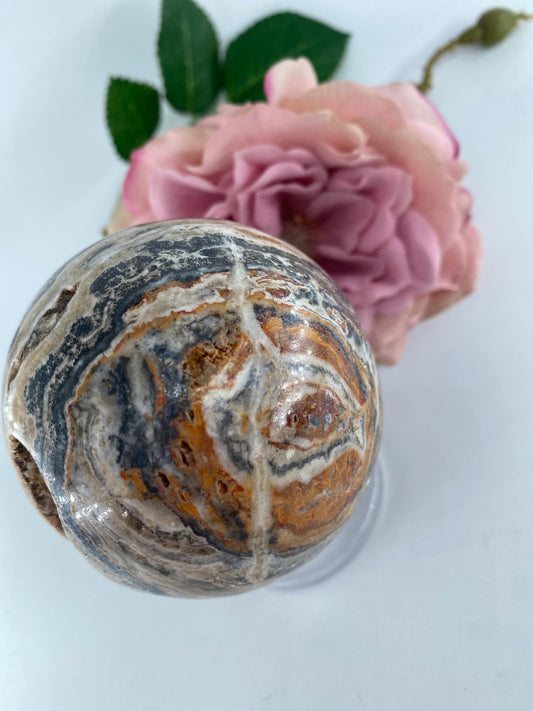 Bumblebee Calcite Sphere 418 grams - Positive Faith Hope Love