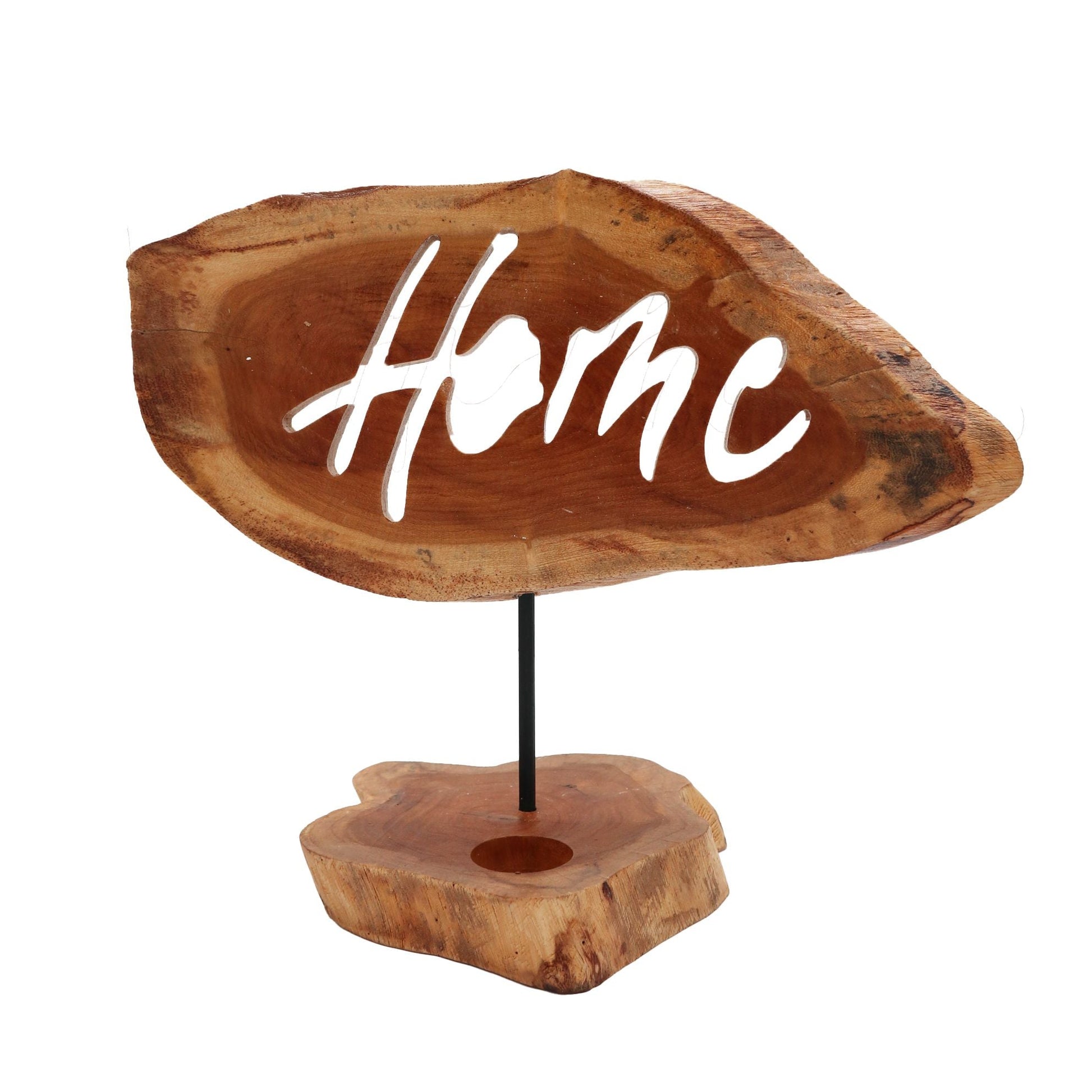 Polished Candle Holder Sign - Home featuring natural patterning and unique variations - Positive Faith Hope Love