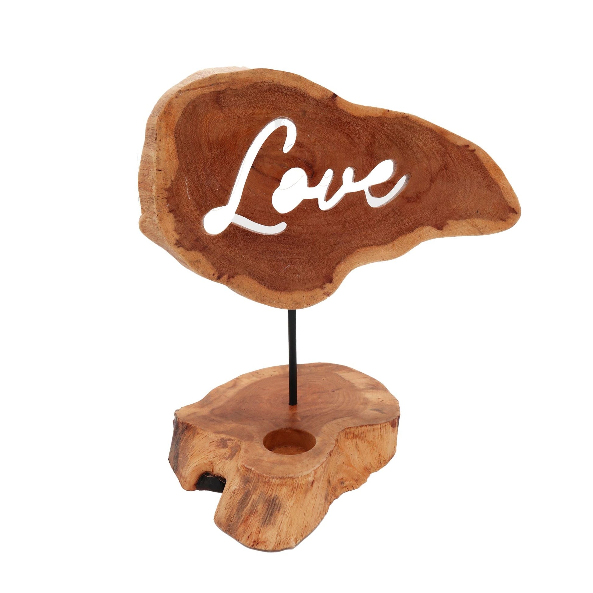 Polished Candle Holder Sign - Love featuring natural patterning and unique variations - Positive Faith Hope Love