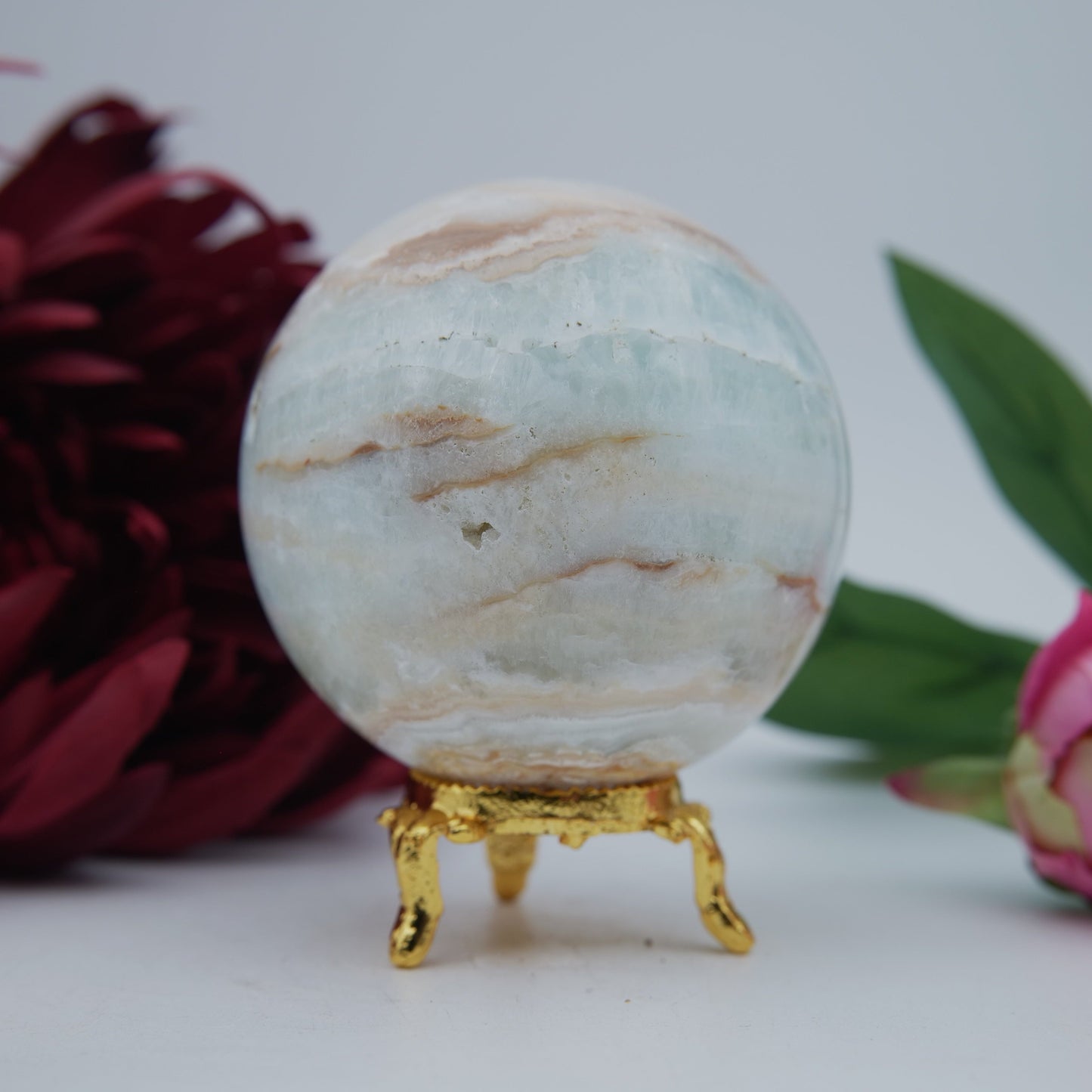 Caribbean Calcite Sphere 502 grams - Positive Faith Hope Love