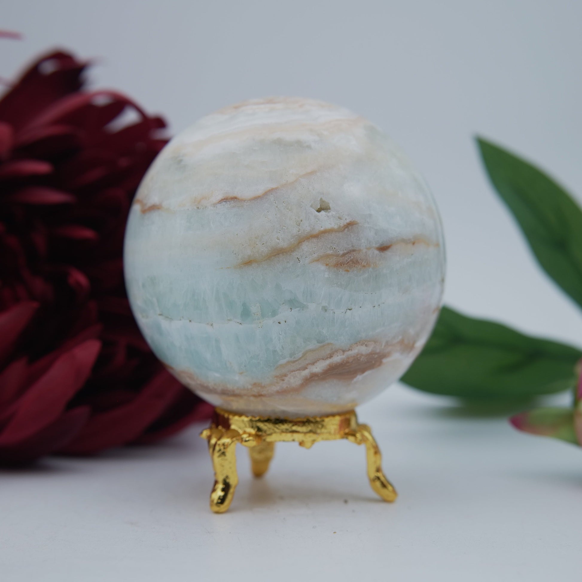 Caribbean Calcite Sphere 502 grams - Positive Faith Hope Love