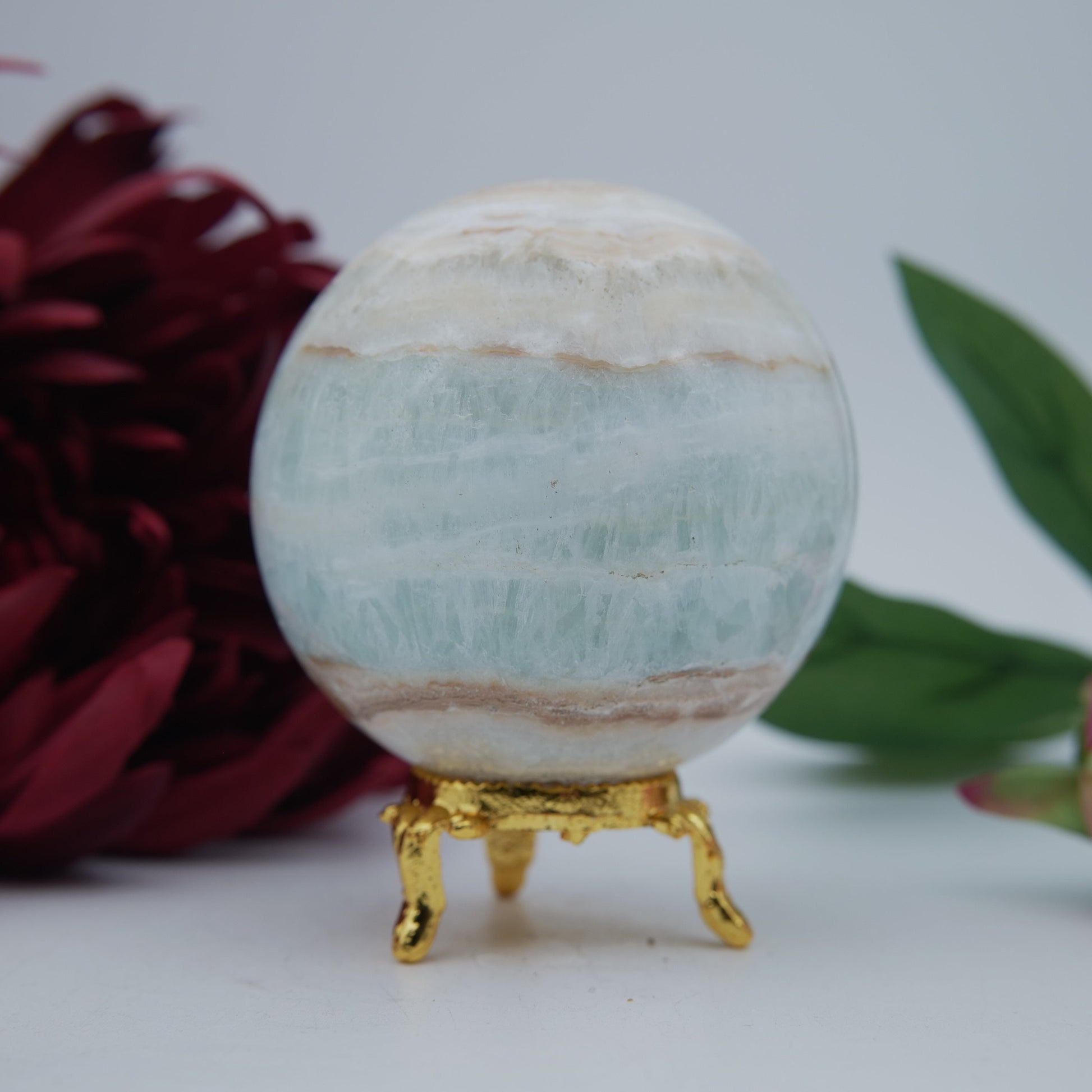 Caribbean Calcite Sphere 502 grams - Positive Faith Hope Love