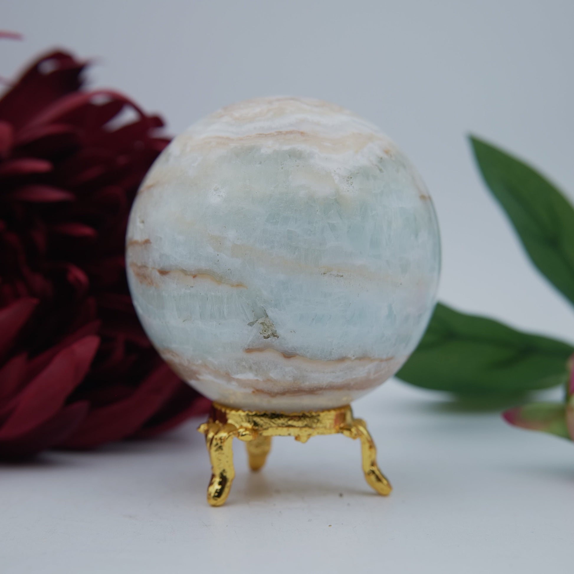 Caribbean Calcite Sphere 502 grams - Positive Faith Hope Love