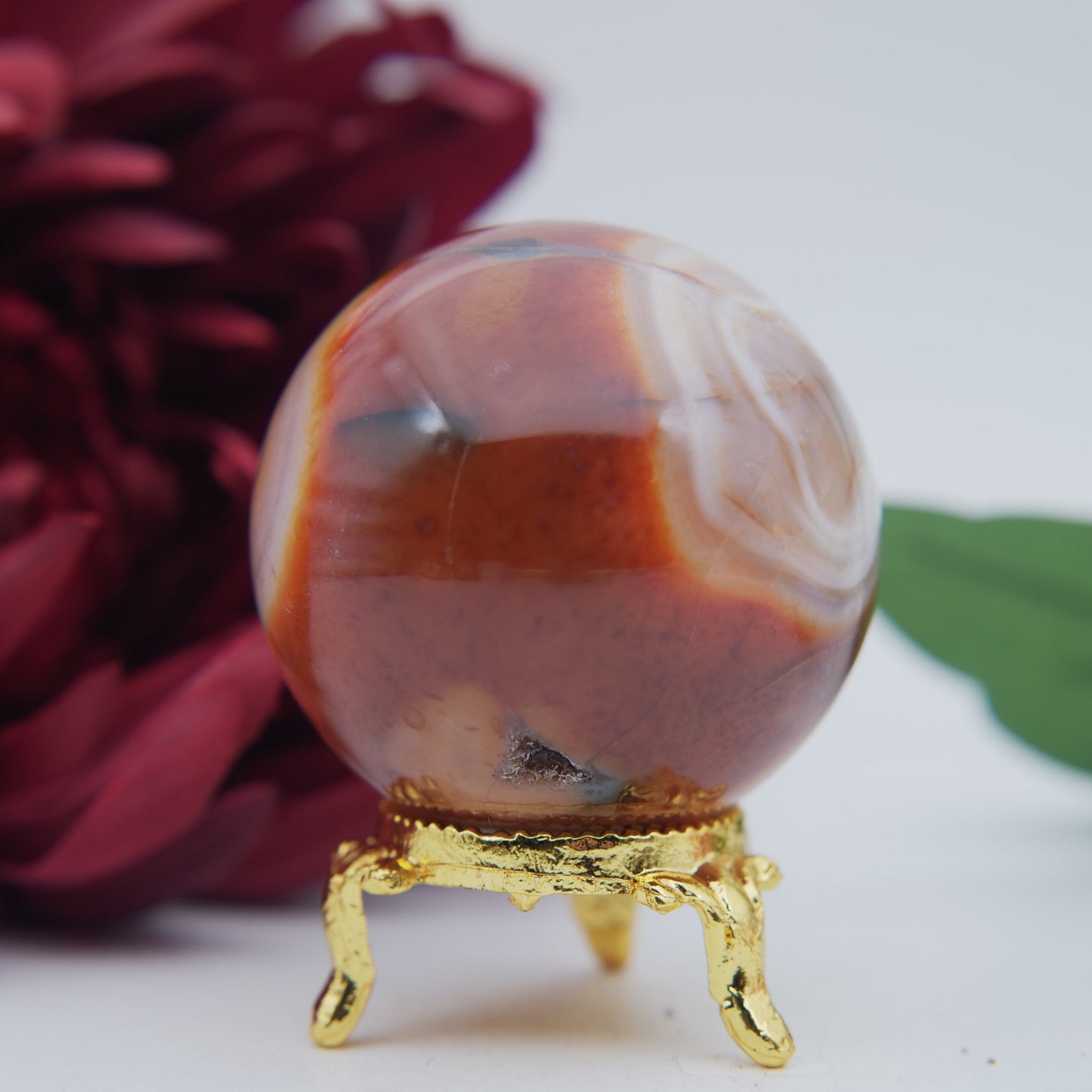 Carnelian Sphere — 55mm - Positive Faith Hope Love