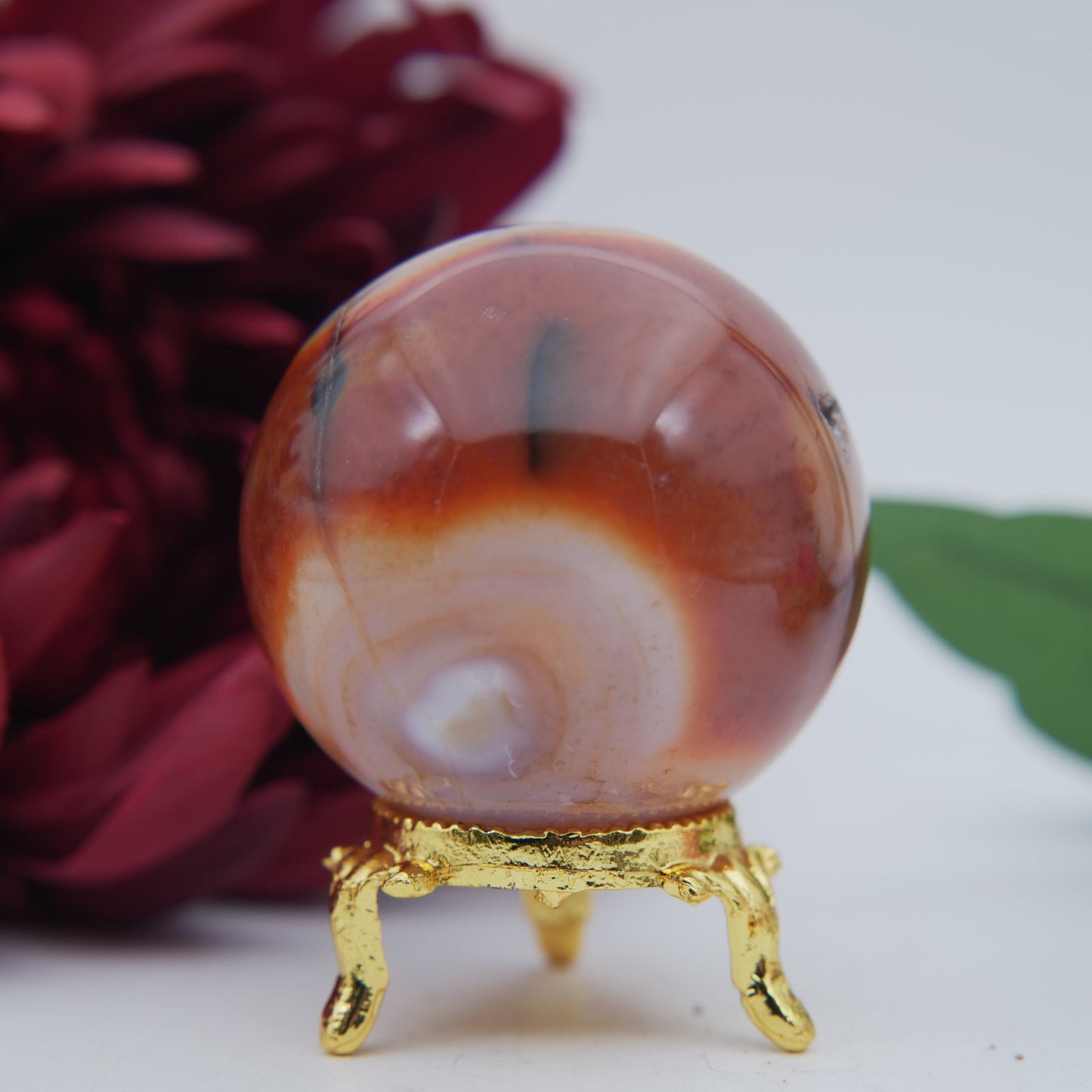 Carnelian Sphere — 55mm - Positive Faith Hope Love