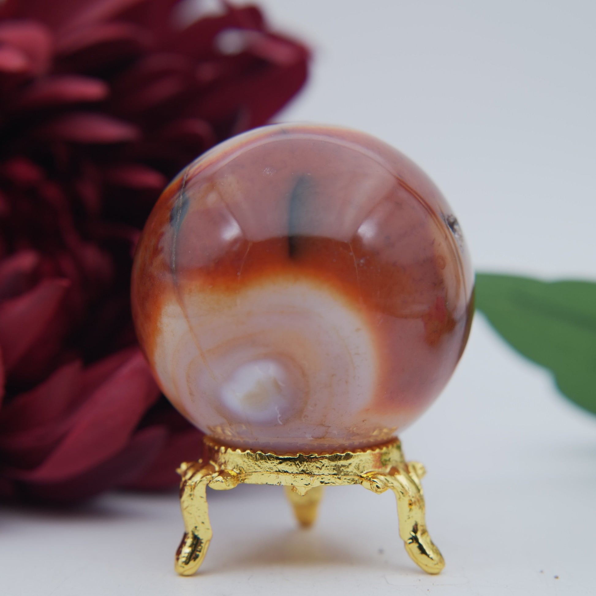 Carnelian Sphere — 55mm - Positive Faith Hope Love