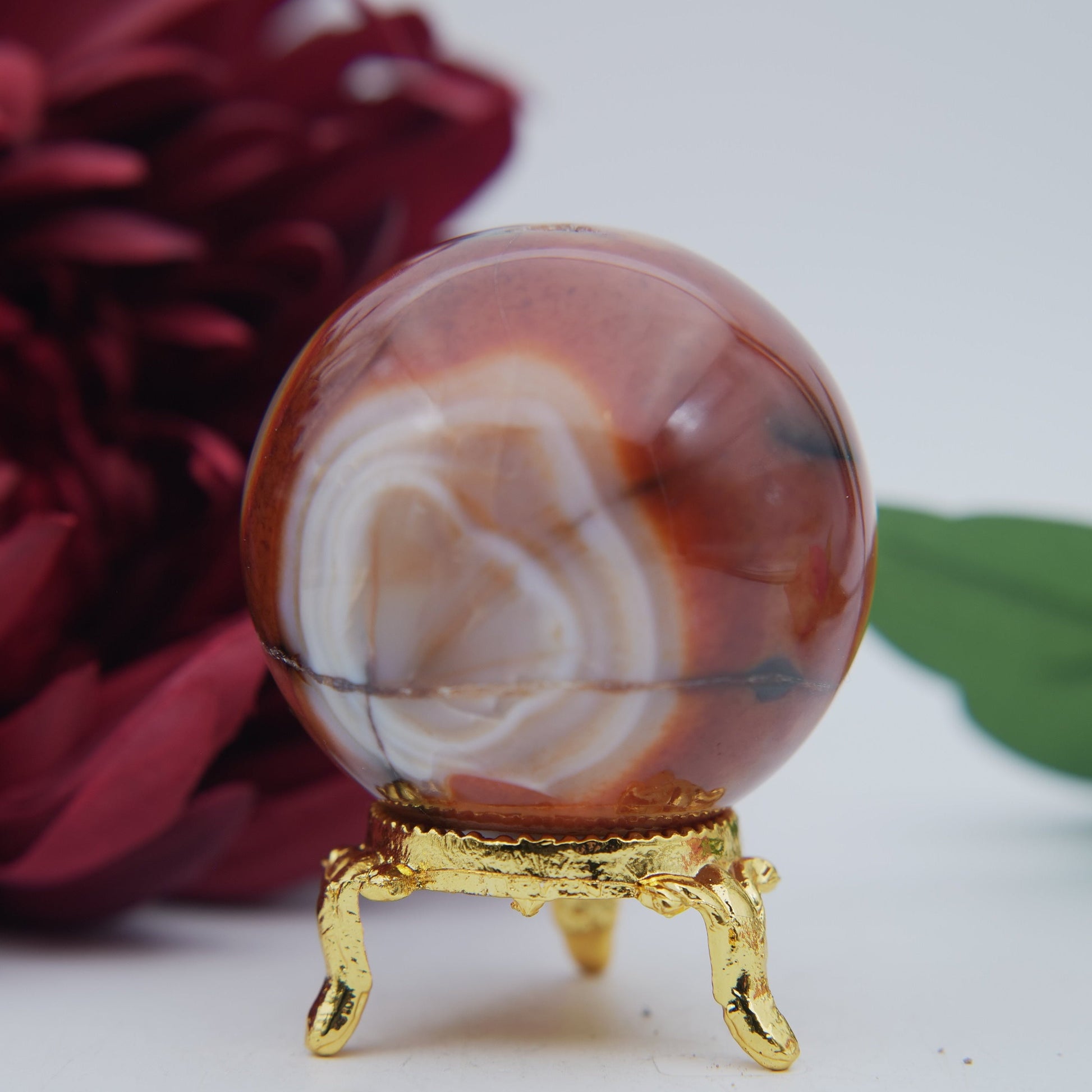 Carnelian Sphere — 55mm - Positive Faith Hope Love