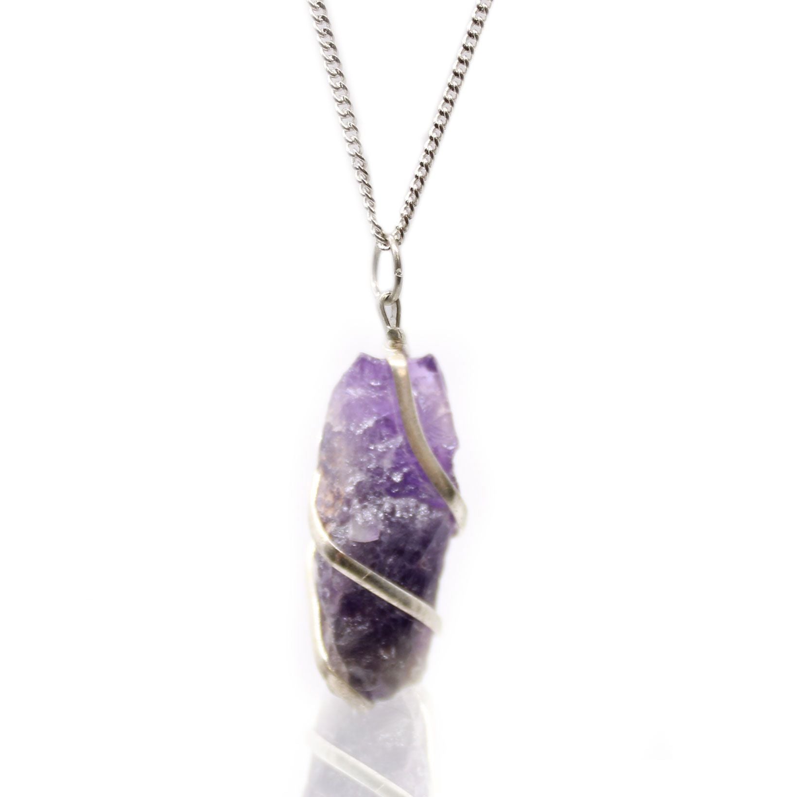 Natural Cascade Wrapped Gemstone Necklace - Rough Amethyst featuring rich purple colour and natural clarity - Positive Faith Hope Love