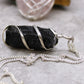 Natural Cascade Wrapped Gemstone Necklace Rough Black Onyx featuring natural patterning and unique variations - Positive Faith Hope Love