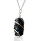 Natural Cascade Wrapped Gemstone Necklace - Rough Black Onyx featuring natural patterning and unique variations - Positive Faith Hope Love