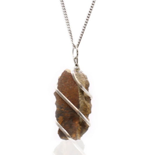 Natural Cascade Wrapped Gemstone Necklace - Rough Tiger Eye featuring natural patterning and unique variations - Positive Faith Hope Love