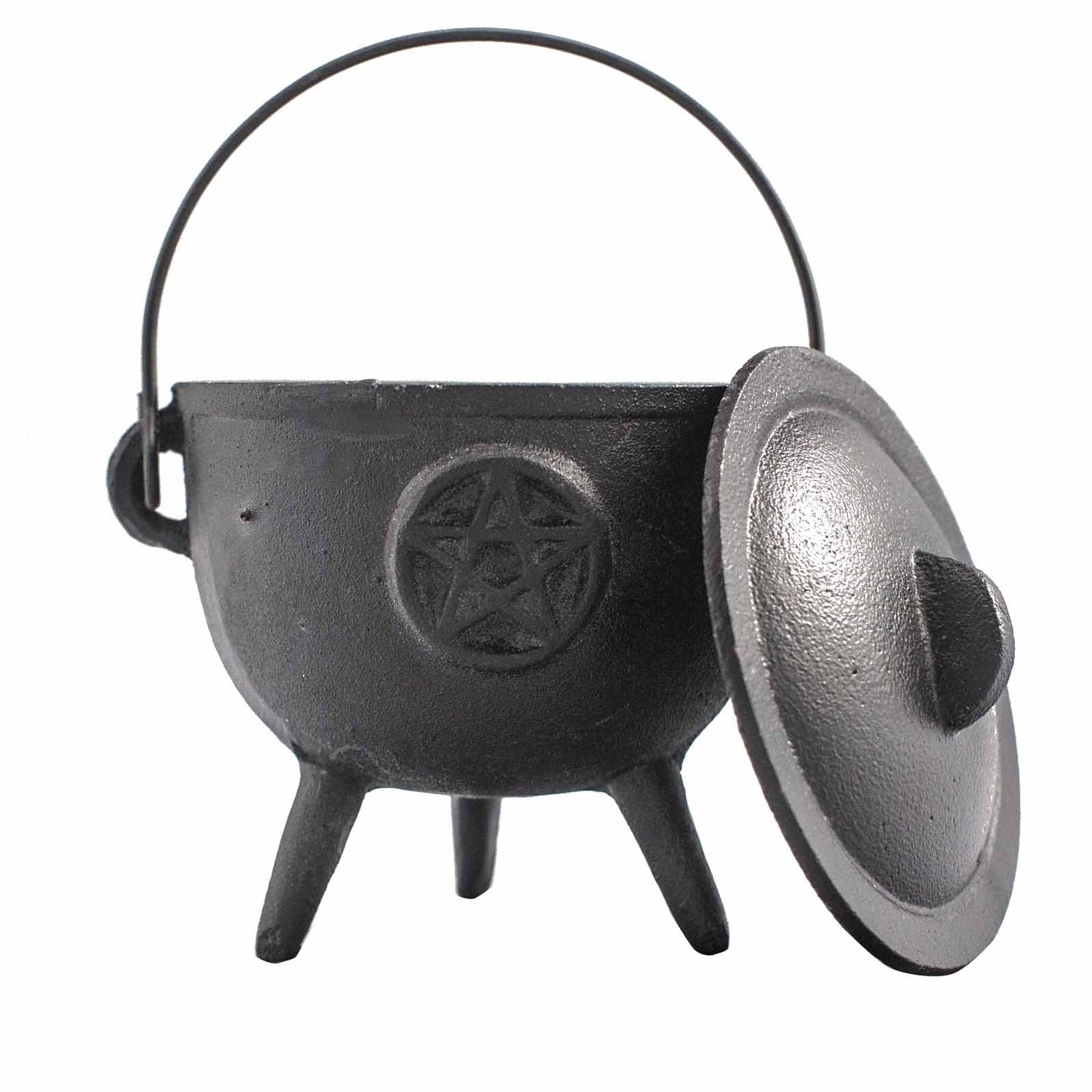 Cast Iron Cauldron with Pentagram 11x13cm - Positive Faith Hope Love