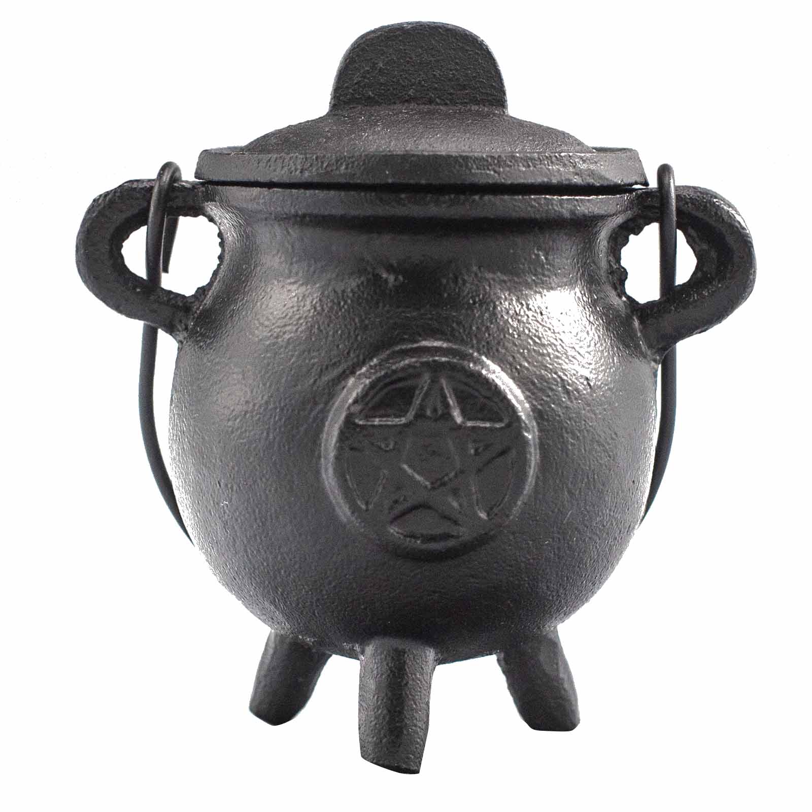 Cast Iron Cauldron with Pentagram 6.5x13cm - Positive Faith Hope Love