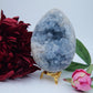 Polished Celestite Crystal Egg 1100G featuring pale sky-blue tone and soft translucence - Positive Faith Hope Love