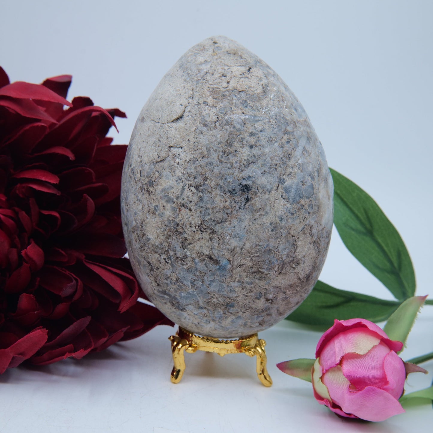 Polished Celestite Crystal Egg 1100G featuring pale sky-blue tone and soft translucence - Positive Faith Hope Love
