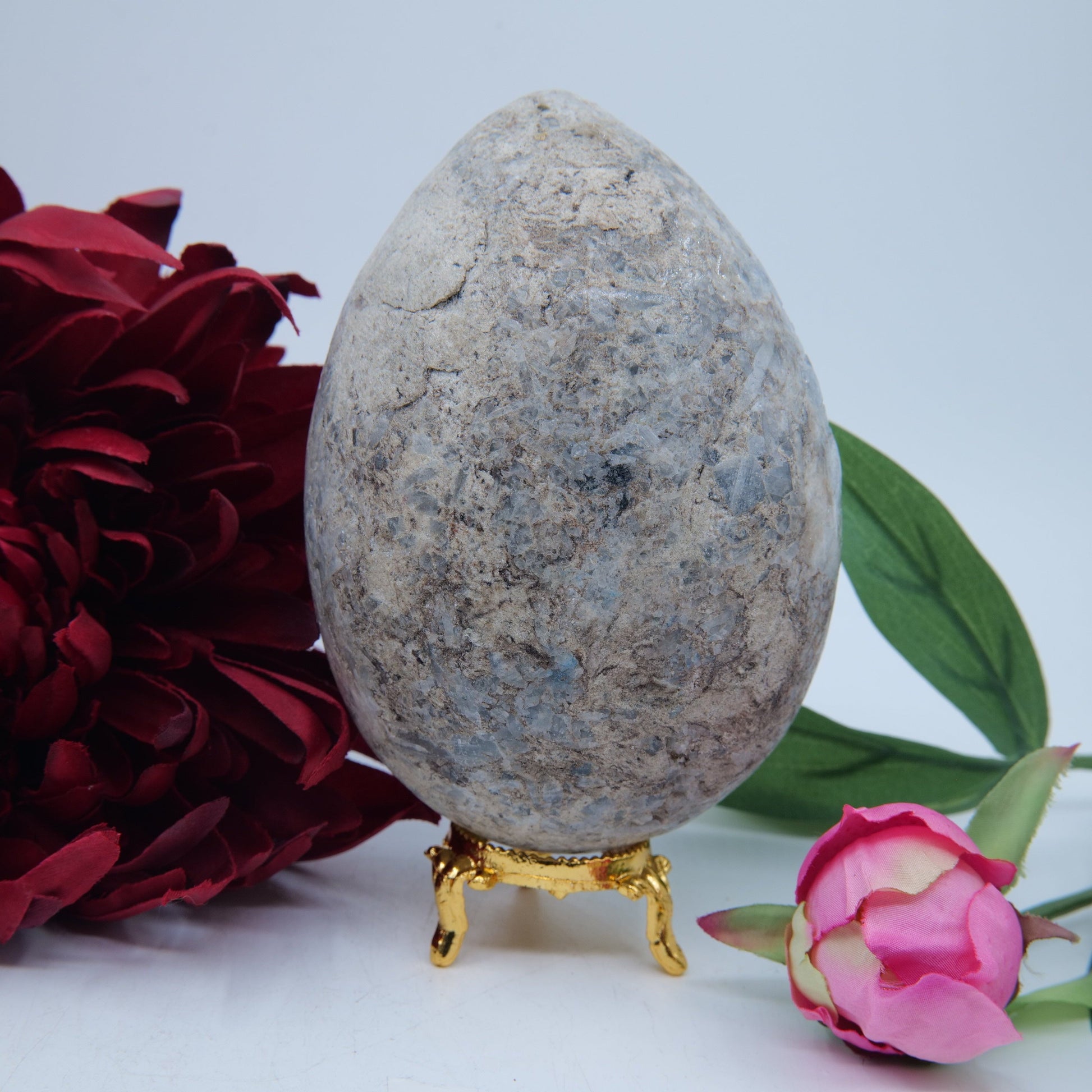 Polished Celestite Crystal Egg 1100G featuring pale sky-blue tone and soft translucence - Positive Faith Hope Love