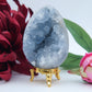 Polished Celestite Crystal Egg 354g featuring pale sky-blue tone and soft translucence - Positive Faith Hope Love