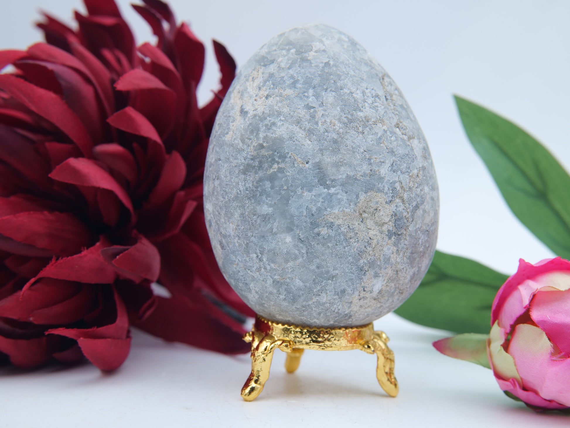 Polished Celestite Crystal Egg 454G featuring pale sky-blue tone and soft translucence - Positive Faith Hope Love